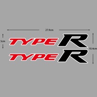 1 คู่ TYPE R โลโก้ตัวอักษรภาษาอังกฤษ สติกเตอร์ตกแต่งรถ Vinyl สะท้อนแสง สำหรับ Honda Civic FK8 FL5 EP