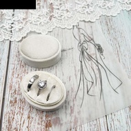AUBREY1 Velvet Ring Box, Velvet Material 2 Slots/3 Slots Three Ring Box, Ring Holder Oval Shape Vint