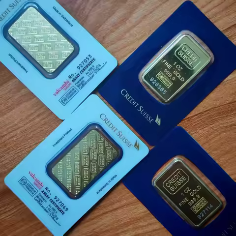 1~10pcs Credit Suisse 1 oz Gold Bar Gold Bullion Replica Non-Magnetic 24k Gold Plated Gold Bullion B