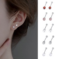 Ear bone stud s999Pure Silver Earrings for Women with Pierced Ears, Exquisite Twist Buckle, Strawber