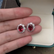 cod Real Solid 18K White Gold Earrings Stud 1.5CT/Piece Ruby Engagement Earrings Women Love Promise 