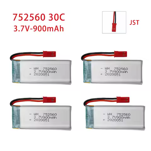 3.7V900mAh30C rate Li plum polymer 752560 For X5 X5C X5SC X5SW 8807 A6 A6W M68 Rc Drone Spare Parts 