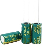 100pcs 470uF 50V Radial Electrolytic Capacitor 50V470UF 10 x 20mm