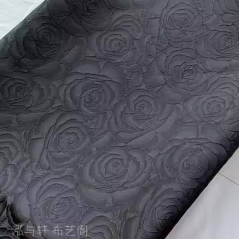 Black Rose Jacquard Dark Pattern Fabric Coat Suit Skirt Cheongsam Clothing Designer Diy Sewing Mater