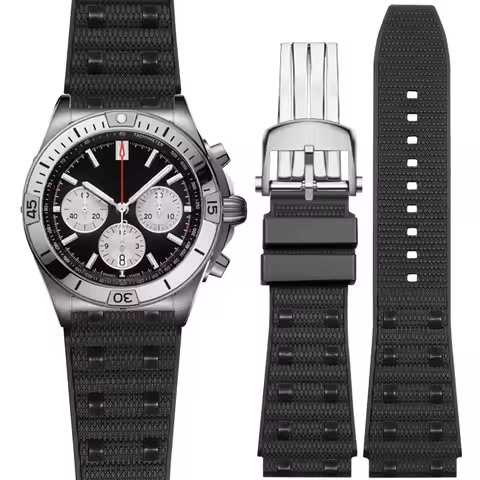 22mm 24mm Rubber Strap For Breitling Super Chronomat B01 Avenger High quality FKM rubber watchband 4