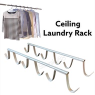 Ceiling Mount Laundry Rack Bamboo Pole Holder Clothes Drying Rack