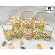 The Handle Has A Built-In Bow Size 2 Inches And 3 Inches. Bamboo Woven Basket Souvenir Gift Packagin