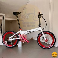 Fnhon Blast 22” • 9 Speeds Shimano Litepro Folding Foldable Foldie Bicycle Bike White Red Dahon Tern Bifold Crius