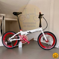 Fnhon Blast 22” • 9 Speeds Shimano Litepro Folding Foldable Foldie Bicycle Bike White Red Dahon Tern