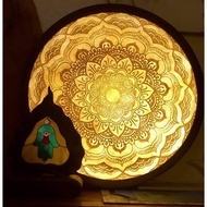 Truc Turf Light Aluminescent Only [Real Bamboo] Beautiful Altar Painting With Wooden Frame, Diameter 41cm