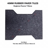 36 PIECES X 40MM RUBBER PAVER TILES/ DOGBONE/ T-BONE/ SIZE: 200 X 160MM/ AREA: 1 SQM/ SUITABLE FOR O