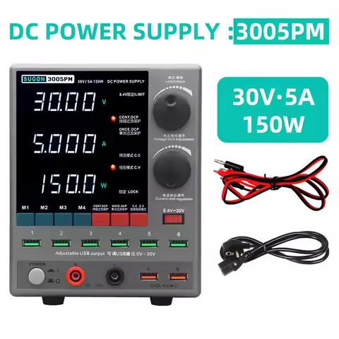 Sugon 3005PM 30V/5A/150W 4-Digits Display 6 USB Ports LED High Precision Adjustable Switching DC Pow