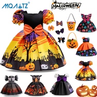 【TI shop】 MQATZ Halloween Pumpkin Bat Printed Costumes for Girl Carnival Party Cosplay Ghost Dress w