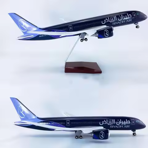 1:130 Scale B787-8 Riyadh Airline 43cm Aircraft Model Diecast Resin Plane W LED Light Stand Collecti