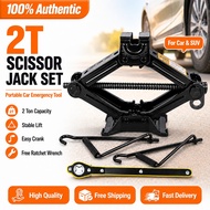 Car Jack Kit 2Ton Scissor Jack Kereta Portable Tire Change Tool with Lug Wrench Emergency Repair Kit