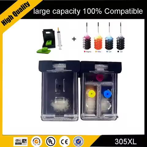 Einkshop For HP 305 xl 305xl Refillable Ink Cartridge Replacement For HP305 DeskJet 2710 2720 4110 4
