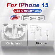 Original USB-C Headphones For Apple iPhone 15 Pro Max 14 13 12 11 Wired Earphones X XS XR Lightning Bluetooth Earbud Accessories