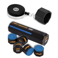 OKKO ノック式 八角形 8ボール チョーカー ビリヤード プール キュー チョークホルダー ベルトクリップ付き ブラック + チューブ1個/プレデターチョーク5個