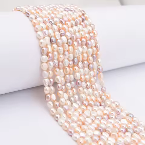 APDGG Wholesale 5 Strands 7.5x9mm Freshwater Cultured Mix Color Baroque Pearl Loose Beads 15'' Stran