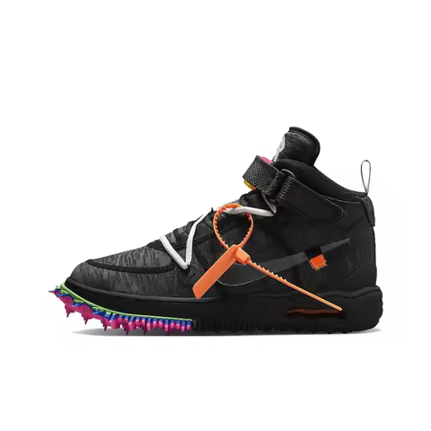 OFF WHITE X Nike Air Force 1 Skateboard Shoes Unisex Mid Top Black/Gray/Orange/Pink DO6290-001