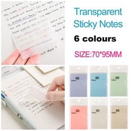 屯團百貨 - 藍色 透明MEMO紙 便利貼 透明可撕彩色磨砂創意簡約便條紙 便條貼 糖果色 韓國版日系透明便利貼
