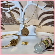 ✎ ◳ ❃ Blessed Saint Padre Pio Necklace & Bangle Bracelet Set (Original PVD 18k Italy Gold)