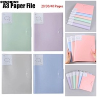 SUNSHINE 1Pcs A3 Paper File Folder, Picture Album Office Supplies A3 Document Bag, 20/30/40 Pages St