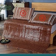 Snaweo Carbonised Mahjong Bamboo Mat, Foldable Sum mer Bed Mattress, Cool Sleeping Mat, Breathable B