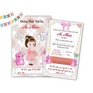 (Model T09) Invitation card for Birthday, Baby Shower, First Month, Baby Girl, PINK color, printed o