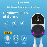 Toothbrush Sterilizer UV - Feel Fresh UV Twin+ Sanitizer Holder Automatic Cover Portable USB Recharg