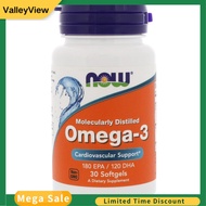 ValleyView ✅ READY STOCK✅ Now Foods, Omega-3, Molecularly Distilled, 30 Softgels