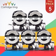 5PK SS18KW Black on White 18mm Label Tape Compatible for Epson King Jim LabelWorks LW-C410 LW-400 LW