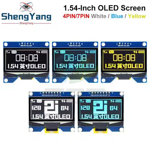 TZT 1.54 inch 4PIN 7PIN White Blue OLED Screen Module CH1116 / SSD1309 Drive IC Compatible for SSD13