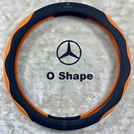 38cm Mercedes Benz Logo Suede Leather Car Steering Wheel Cover Trim Protector Handlebar for Mercedes