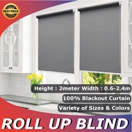 Roller Blind 100% Blackout curtain Bidai tingkap tirai langsir gelap bilik tidur Roller Blinder Room night curtain blind