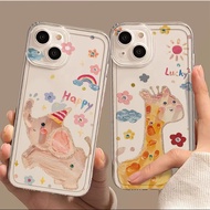 Elephant Giraffe Cartoon Casing hp Vivo Y400 V60 V50 Lit V50 Lite Y28 Y19S V40 Lite 5G Y29 5Gv23 Y12