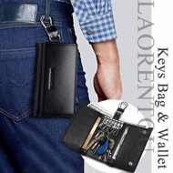 LAORENTOU Keys Bag&Wallet for Men Bovine Leather Multifunction Organizer Keys Holder Keys Pouch