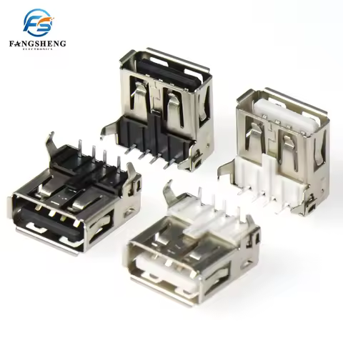10/100PCS USB 2.0 4Pin A Type Female Socket Connector G54 2 feet 90 degree Data Transmission Chargin