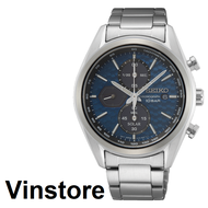 [Vinstore] Seiko SSC801 Solar Chronograph 100M Tachymeter Scale Stainless Steel Blue Honeycomb Patterned Dial Men Watch SSC801P SSC801P1