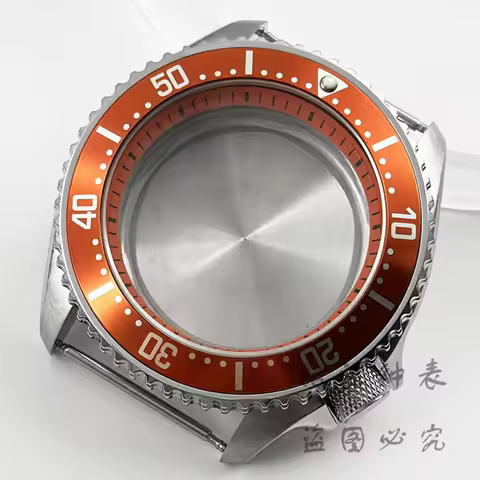 42mm Orange Ring Watch Case Silver Stainless Steel Watch Case Fit NH35 NH36 7S26 7S36 4R35 4R36 Move