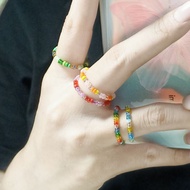 Women's Ring Colorful Beads 2mm Elastic Beads R1