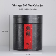 Sealed Iron Barrel Tea Cake Box Chinese Style Retro Tea Storage Container Moisture Proof Tea Leaf Ti