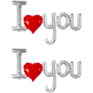 Dzrige Belon "I Love You" 38 Inci, Belon Berbentuk Hati "I Love U", Belon Foil Huruf Perak untuk Hia