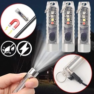 Rechargeable Mini LED Keychain Flashlight Portable Waterproof Magnetic Backpacking Torch Outdoor Cam
