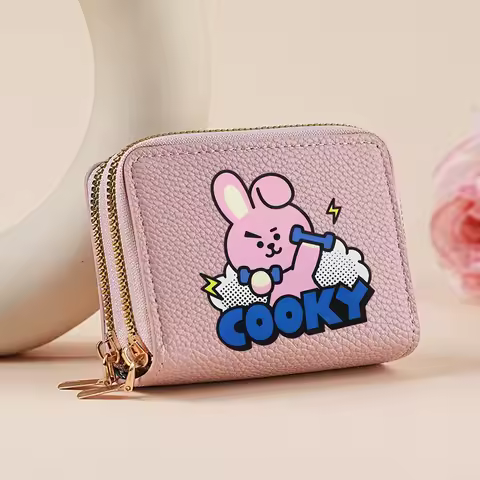 BT21 Coin Wallet Kawaii Cartoon COOKY TATA Purse Litchi PU Leather Bag Women Fashion Casual Multi-Ca