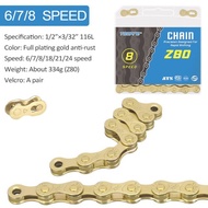 TOOPRE Bicycle Chain 6S 7S 8S 9S 10S 11S 12S Speed MTB Chains Golden 116L Velocidade MTB//Folding/Ro
