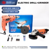 JLD Bor listrik 10MM chuck + 4 inch Angle Grinder Reversible Electric Drill Untuk Memotong Dan Meng