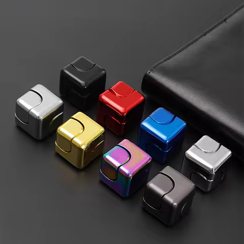 Colorful Metal Cube Fingertip Spinner Decompression Spinning Tops Anti-Anxiety Toys Hand Metal Spinn