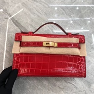 Yang S Emma ซีรีส์ Kaili 22ซม. กระเป๋าสะพายข้าง: หนังวัวนำเข้าที่มีผิวสัมผัสหนังจระเข้ลายนูนกระเป๋าด