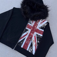 Fur Collar Fashion Printed Zipper Retro Sweatshirt Pullover Street Trend y2k Hoodie Jacket 10.29+20